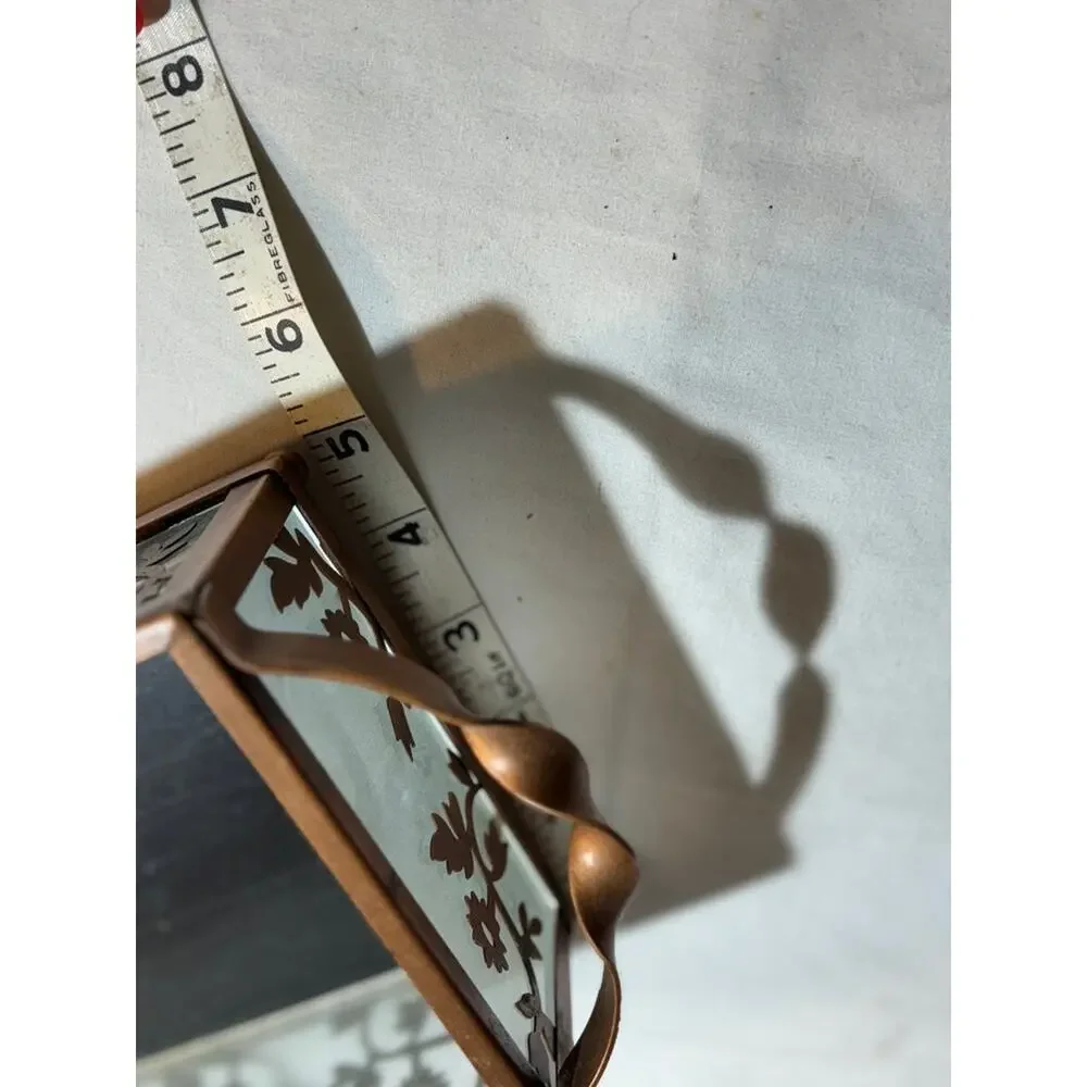 Vintage Copper and Glass Planter with Floral Design